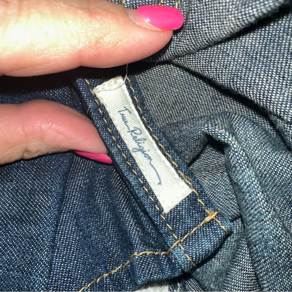 True Religion GEORGIA BAJA WESTERN Shirt Aztec Denim Pearl Snap Serape S: XS / S - Picture 10 of 10